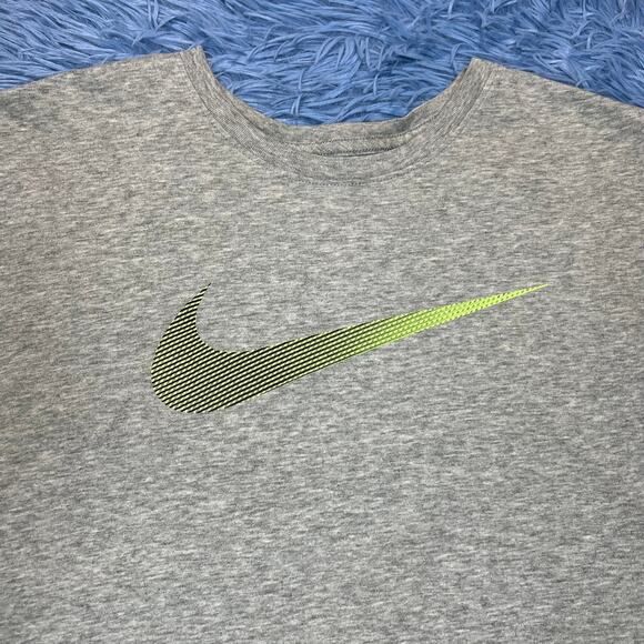 Nike Dri Fit Logo Shirt Size Medium Mens Athletic Neon Green Gray - Picture 3 of 11